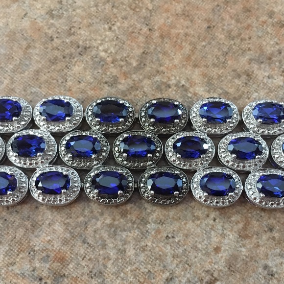 Jared 3-Row Sterling Silver & Sapphire Bracelet - Picture 4 of 4